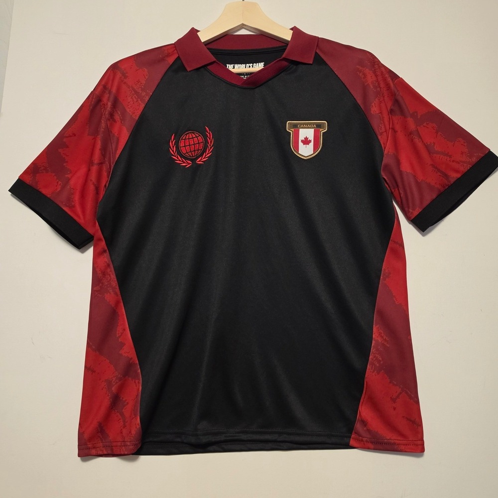The World's Game Canada Soccer Jersey Football 2026 Black Red Size Large